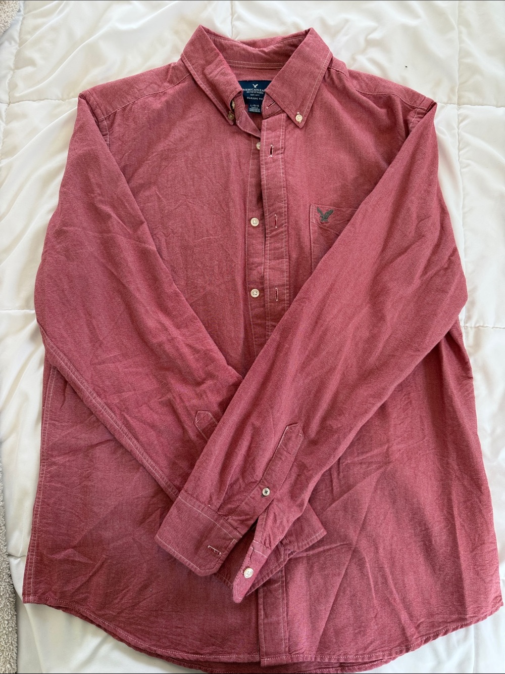 American Eagle Outfitters Men's Button-Down Shirt - Rose